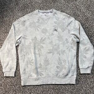 Tommy Bahama Sweatshirt Mens Small Gray Floral Crewneck Pullover Casual